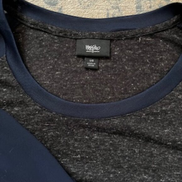 🧡 3/15 Mossimo Linen Blend Semi Sheer Gray Navy Long Sleeve Top Women's L/G - Picture 11 of 12